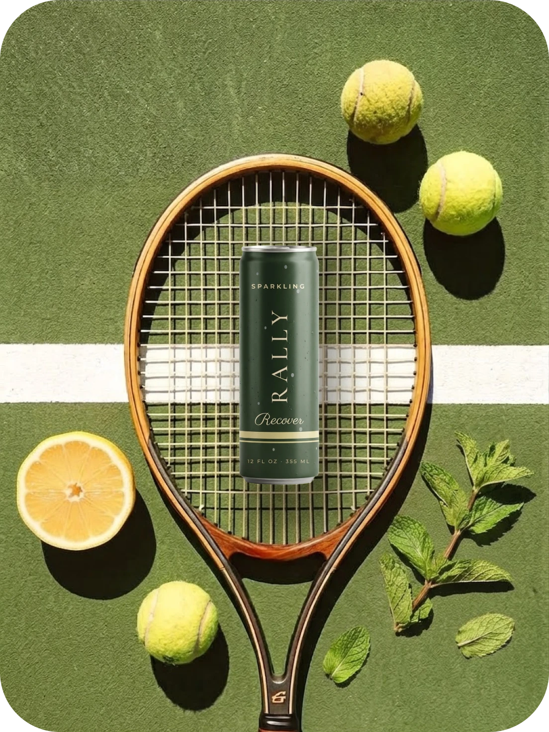 RALLY Recover on a racket with meyer lemon + mint